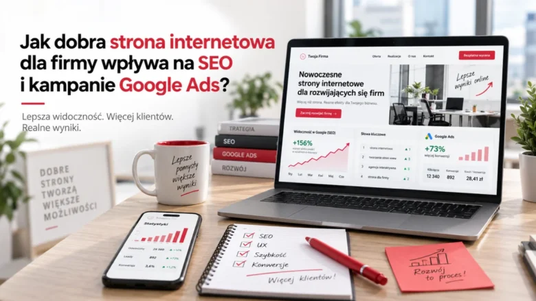 Dobra strona internetowa dla firmy wspiera SEO i kampanie Google Ads, zwiększając widoczność, ruch i liczbę klientów